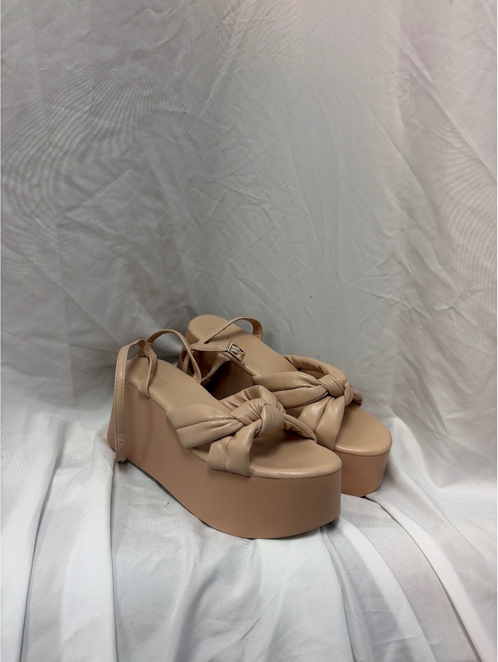 Bamboo Nude Platform Sandals with Knotted Straps